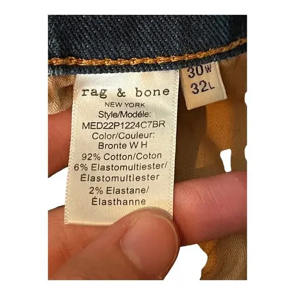 Rag & Bone jeans skinny Fit 1 denim blue size 30x32 - Picture 5 of 6